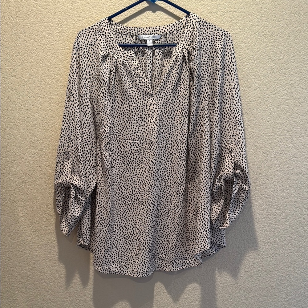 41 Hawthorn Gray and White 3/4 Sleeve Relaxed Blouse